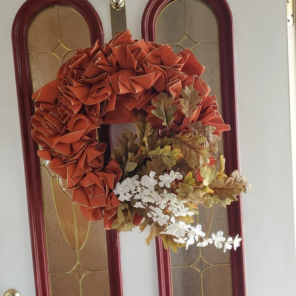 Fall Harvest Wreath with Rust and Olive Tones
